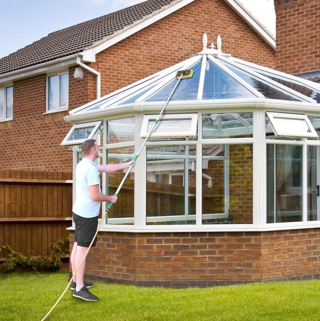 Water Fed Telescopic Window Cleaning Pole Brush and Squeegee (10FT) - New - Sold by Thinkprice