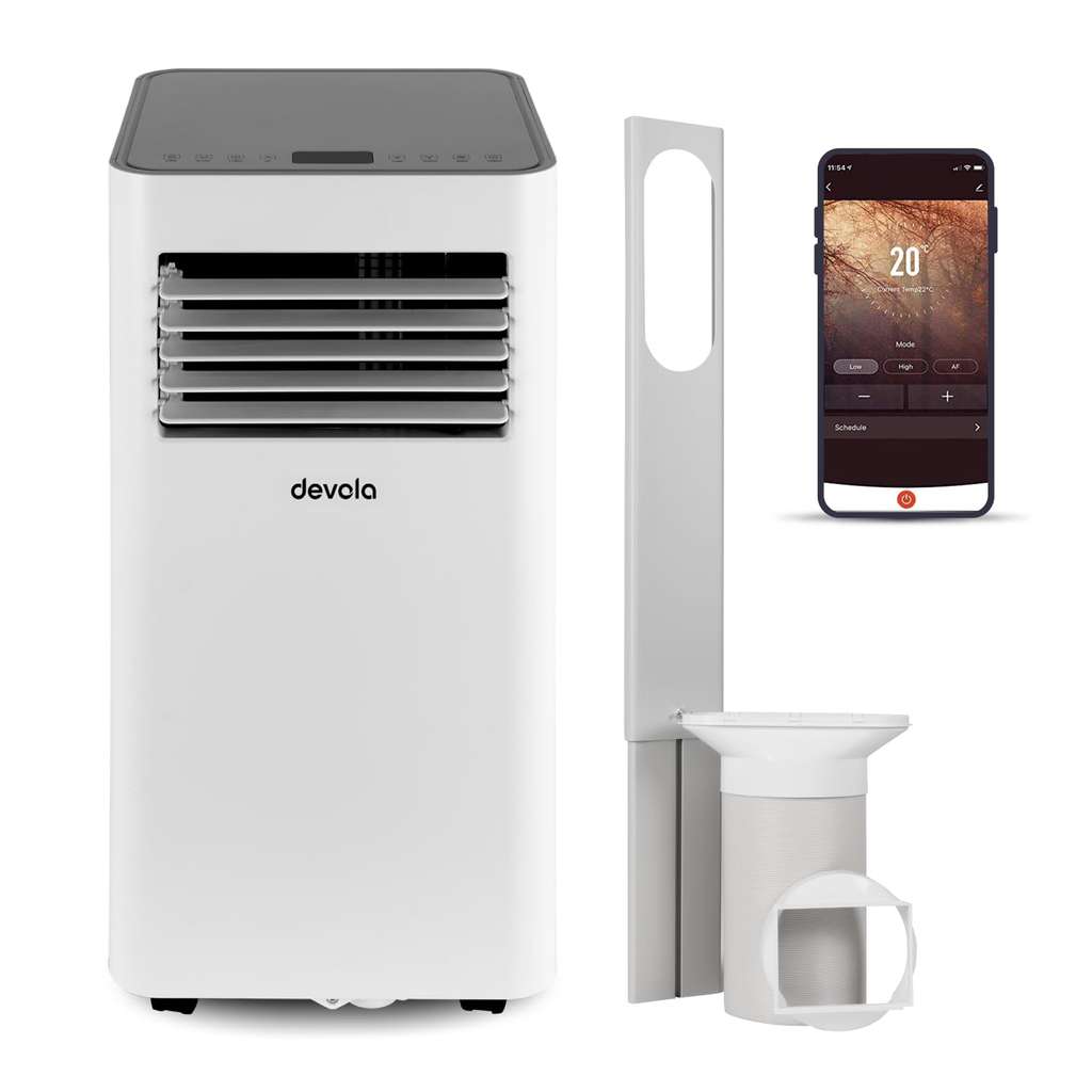Devola 4-in-1 WiFi Air Con Unit 10000 BTU,Portable Air Conditioner & 33L/day Dehumidifier With 2 Window Kits, Sold By Big On Electricals